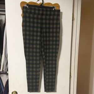 LOFT green and black Checkered Trousers leggings